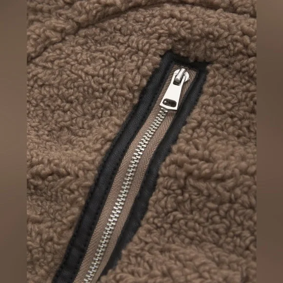 Abercrombie and Fitch Sherpa Aviator Jacket Brown Size XL - Picture 5 of 6